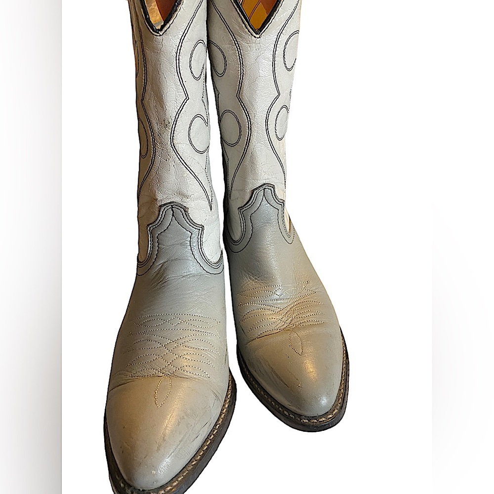 🤠 ⭐️ Durango Cowgirl Boots Grey and White Spring Summer ⭐️ 🤠